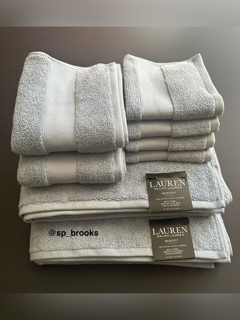 🎁8PC LAUREN Ralph Lauren Wescott Bath Towel Set - Stonewash Blue - 8 Pieces